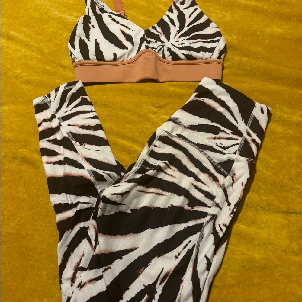 Fabletics Zebra Print Leggings and Bra Set